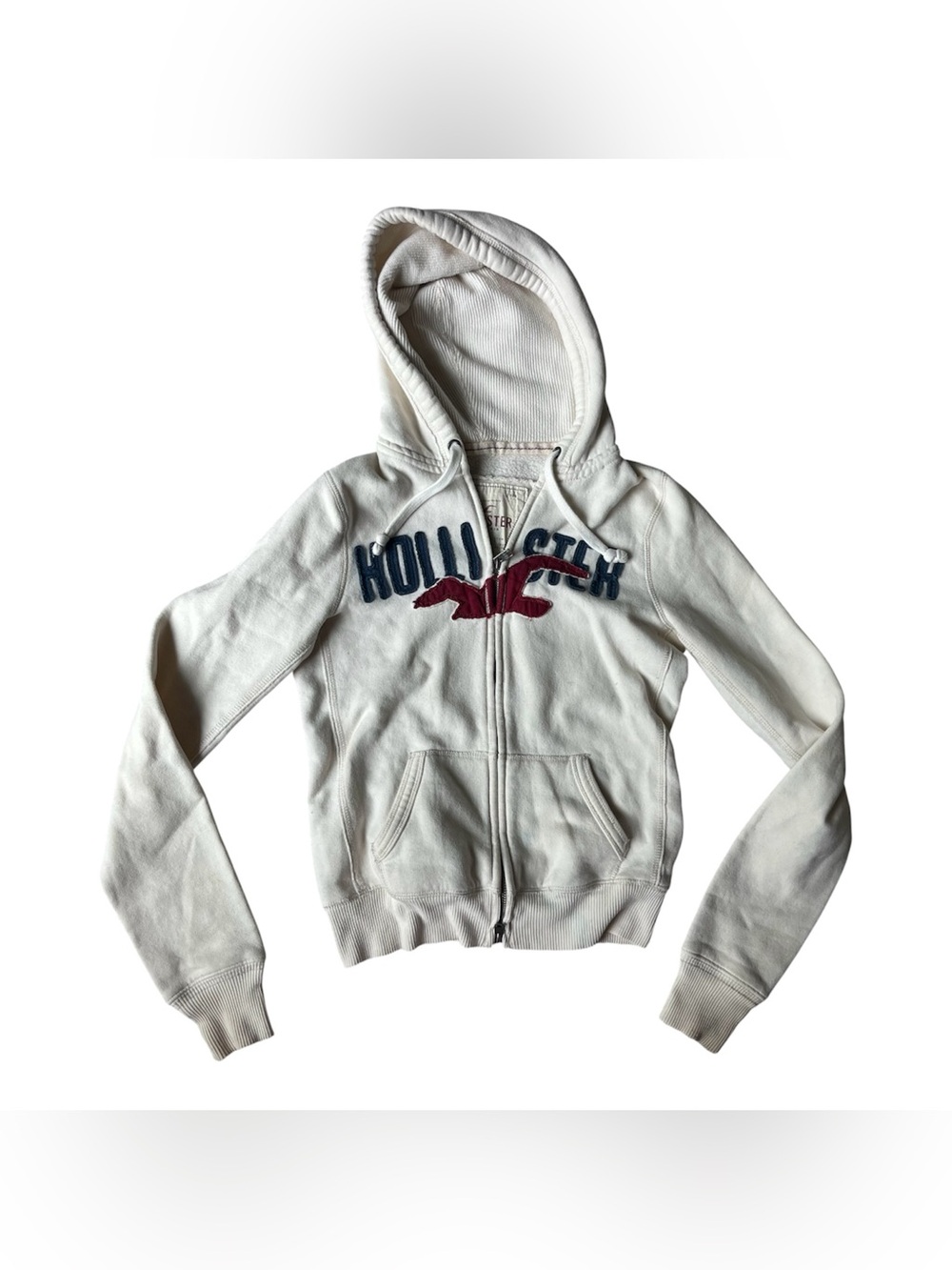 2000S VTG HOLLISTER ZIP UP HOODED SWEATSHIRT WOMENS MEDIUM